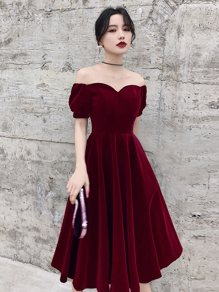 wine red dress